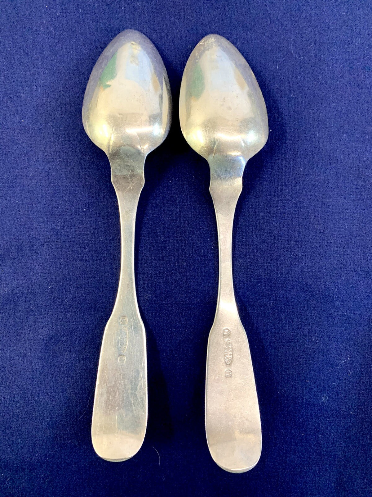 Coin Silver by James Watson from Philadelphia Pair Large 8" Serving Spoons 1820