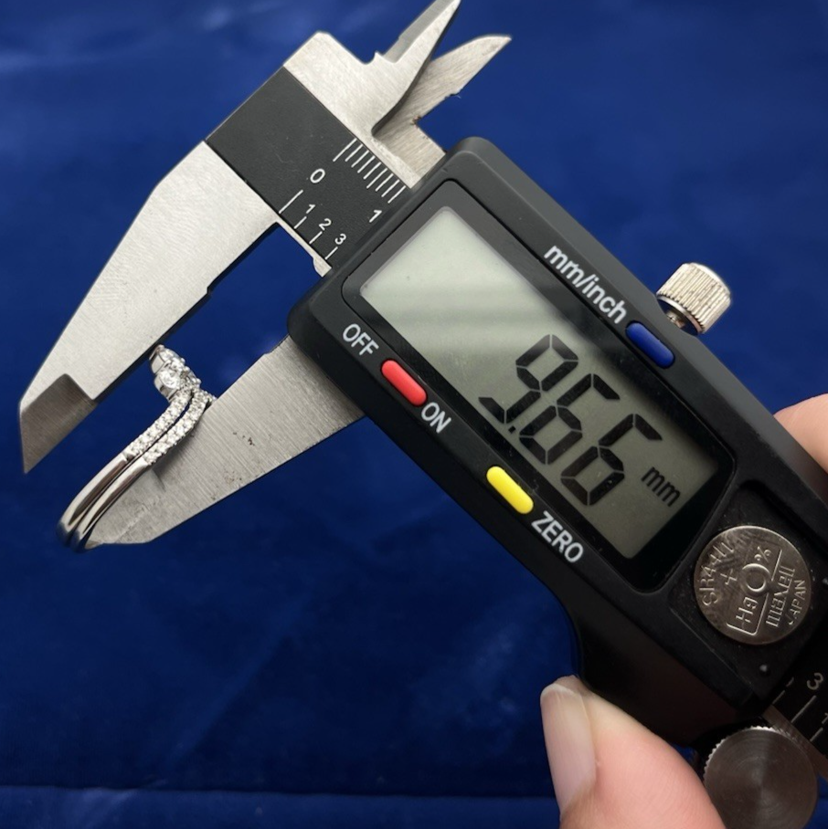 3.86g 10k White Gold Diamond Double Band Stacking Ring Size 8.5