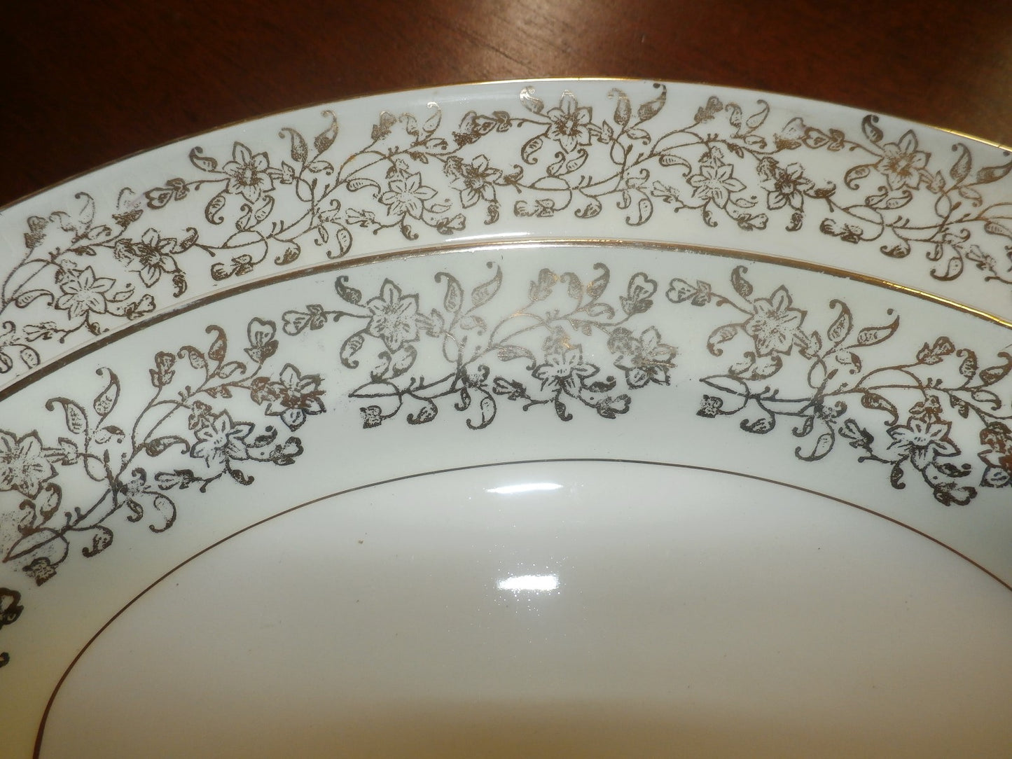 51 Pc. Edwin M Knowles Semi Vitreous Gold Floral China Set Service for 8 plus