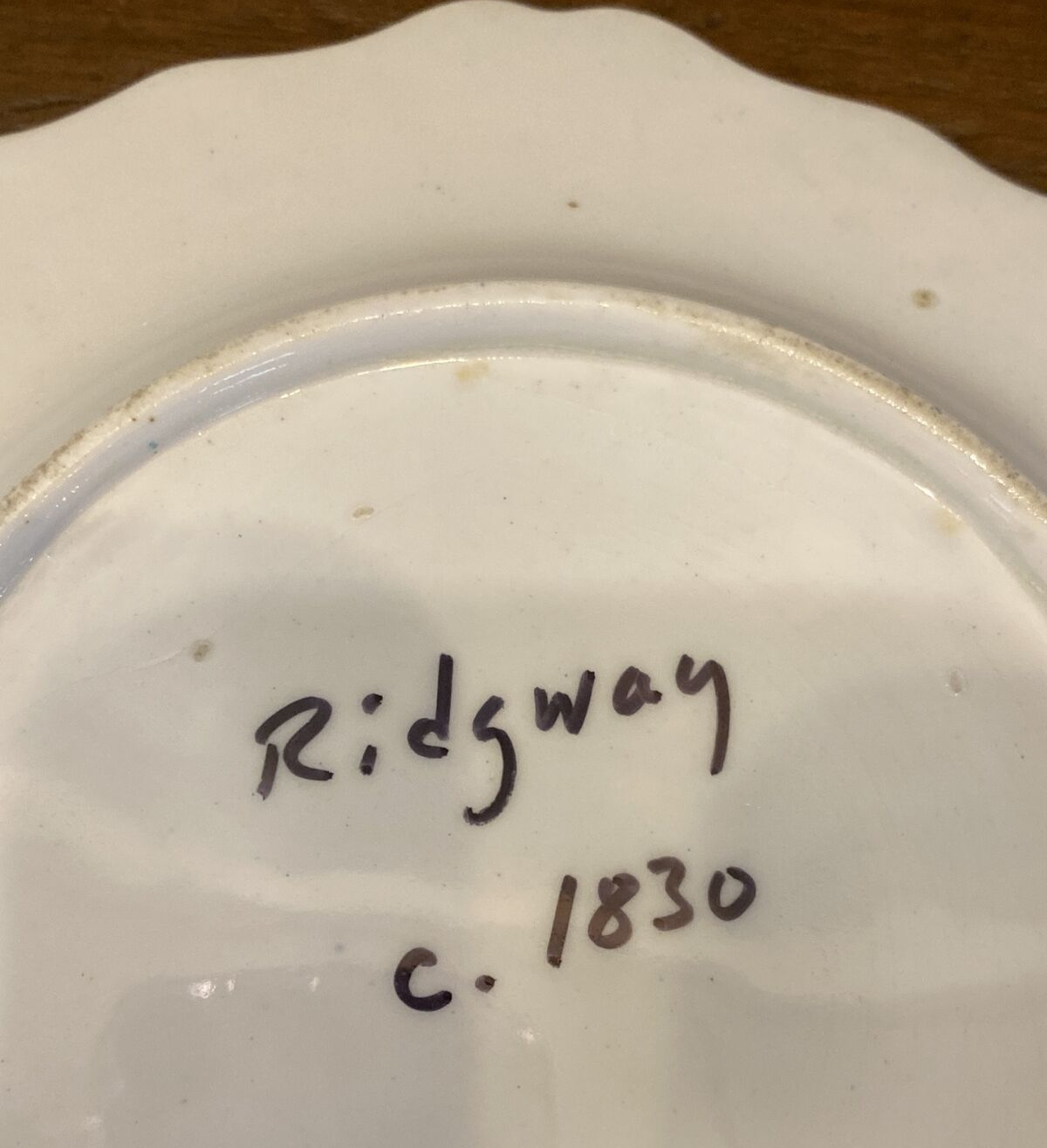 Ridgway 632 Blue & White Embossed Floral 1830s Pearlware 6 Dessert Plates