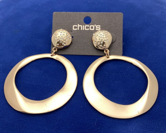 Chicos Rose Gold Tone Dangle Earrings Pierced Original Card MSRP $35