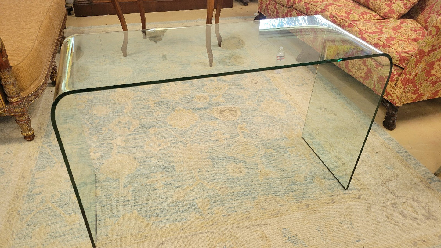 FIAM Italia Curved Glass Sofa Table  1980's By Angelo Cortesi  Post Modern