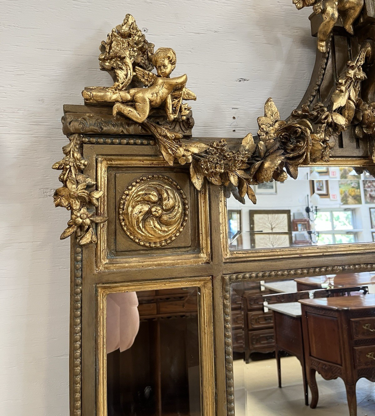 81" X 46" PAIR OF PALATIAL LOUIS XVI STYLE GILT GOLD PARCLOSE PIER WALL MIRRORS
