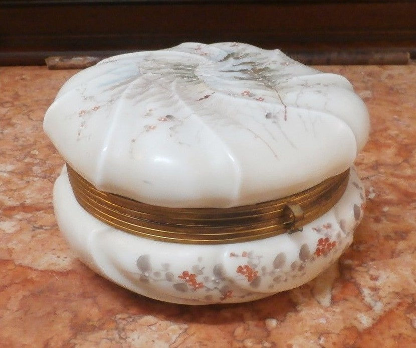 19th c Wave Crest Jewel Casket CF Monroe Conn Helmschmid Swirl 7" Hand Painted