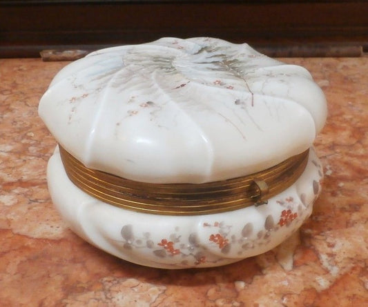 19th c Wave Crest Jewel Casket CF Monroe Conn Helmschmid Swirl 7" Hand Painted