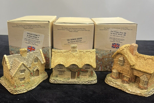 Lot Of 3 David Winter Cottages: Dower House, Village Shop, Cotswold Cottage 1982