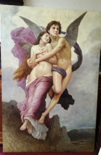 24" Bronze Statue of 2 Lovers or Psyche & Cupid w Marble Base 20 lbs Beautiful!