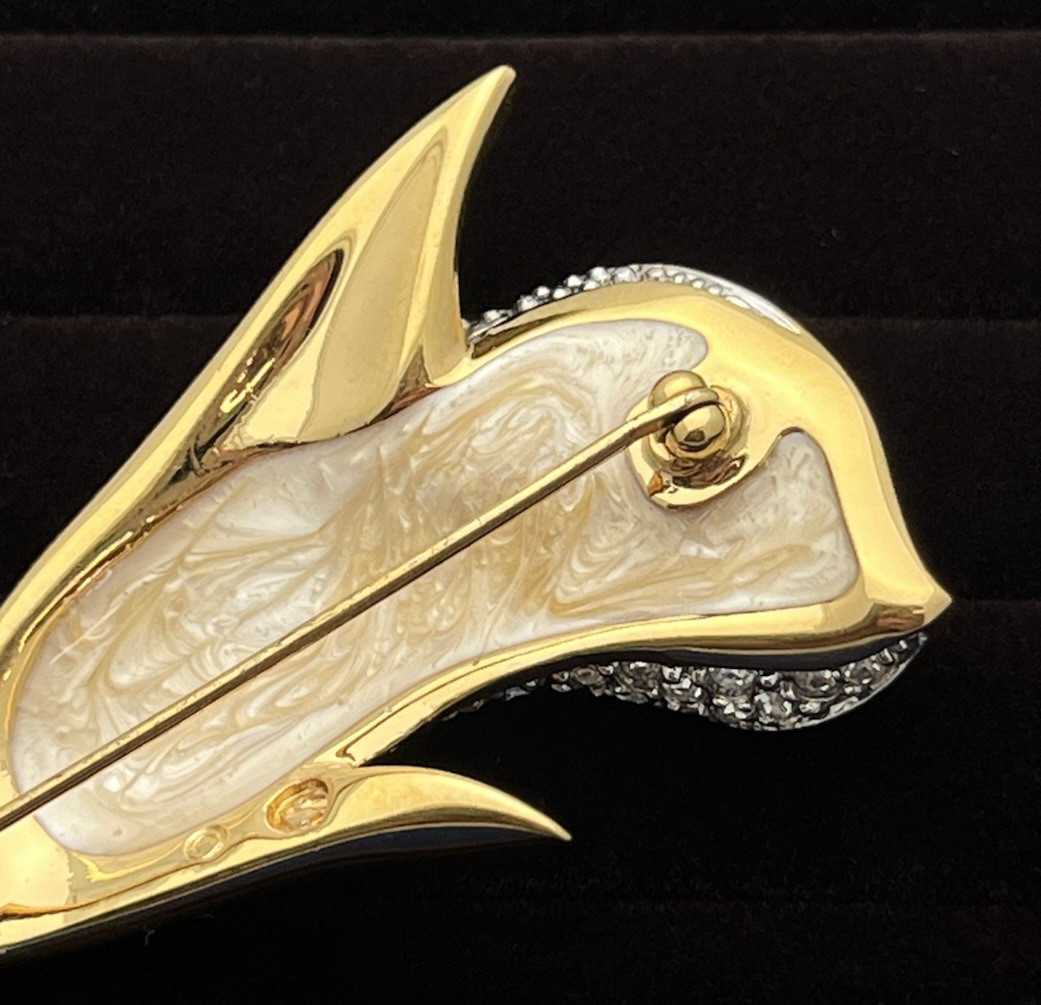 Signed SWAROVSKI Crystal Calla Lily Pin/Brooch 22kt Gold Plated Excellent Cond