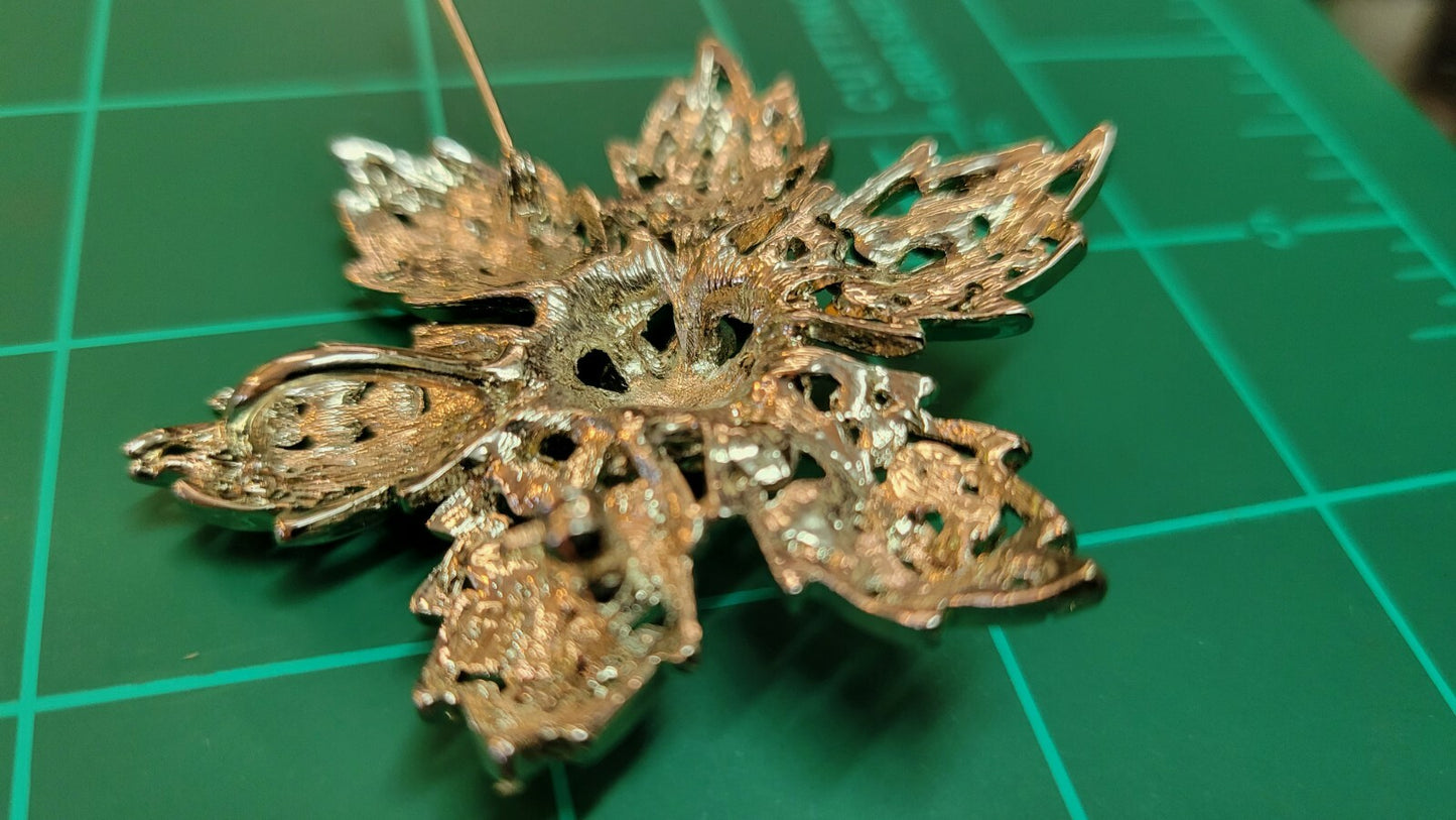 STERLING SILVER 20" CHAIN NECKLACE w Flower Rhinestone  Pendant Brooch Lord & Ta