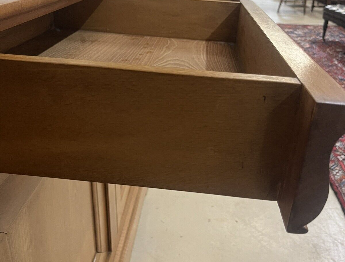 French Louis Philippe Blonde Three Door Sideboard Buffet Server Enfilade 78"W