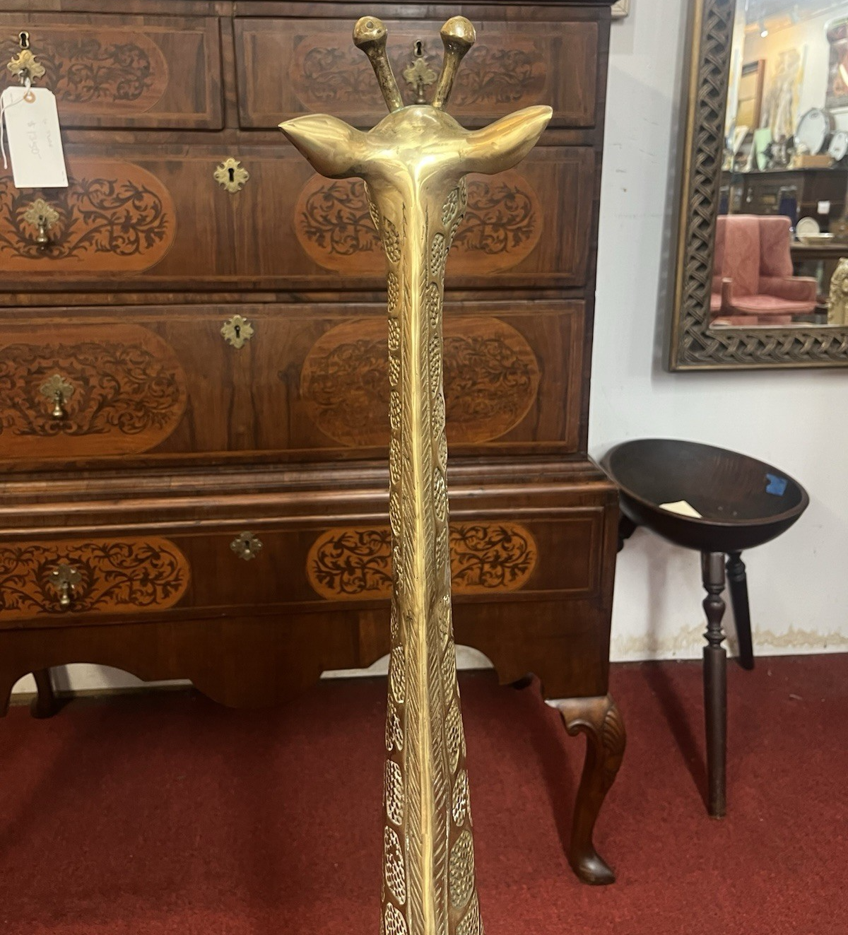 Mid Century Textured Polished Brass Giraffe Sculpture/Statue 49.5"