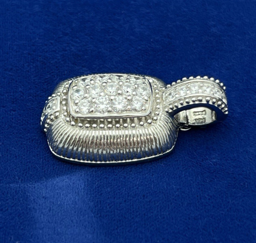 Judith Ripka Sterling Silver CZ Stone Enhancer Pendant 12.49g
