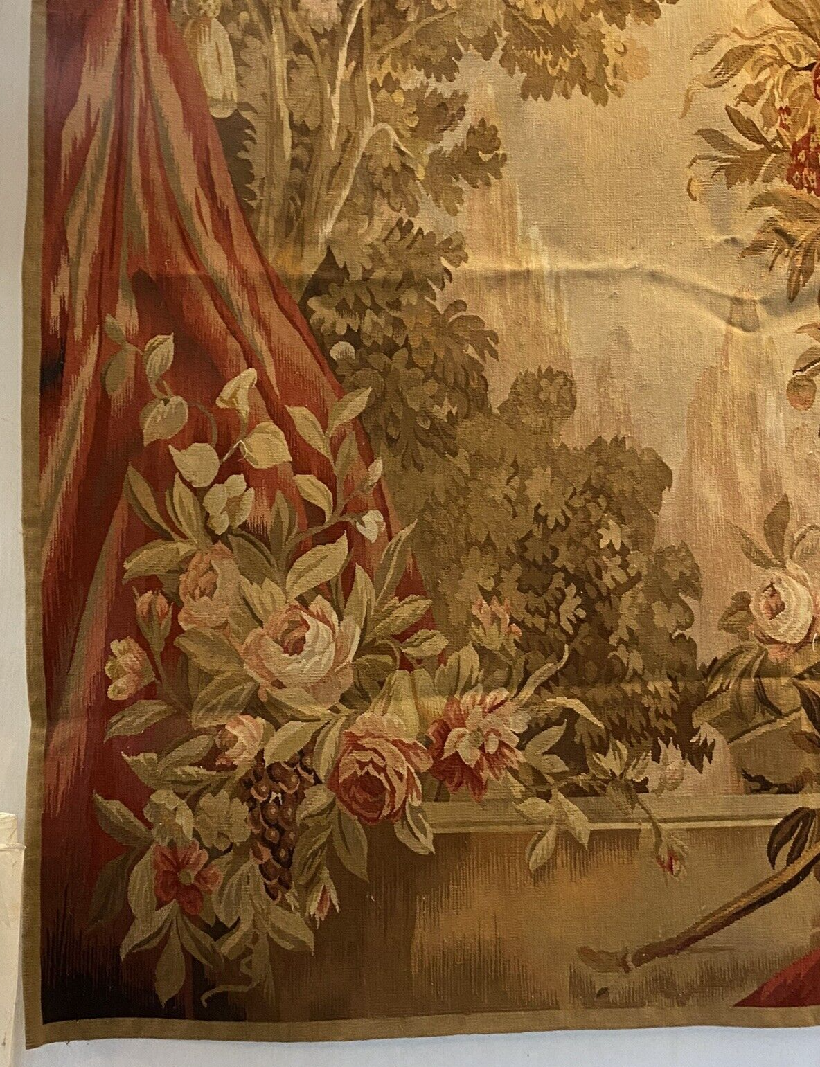 Large Oriental Aubusson Design Floral Tapestry 74x74"