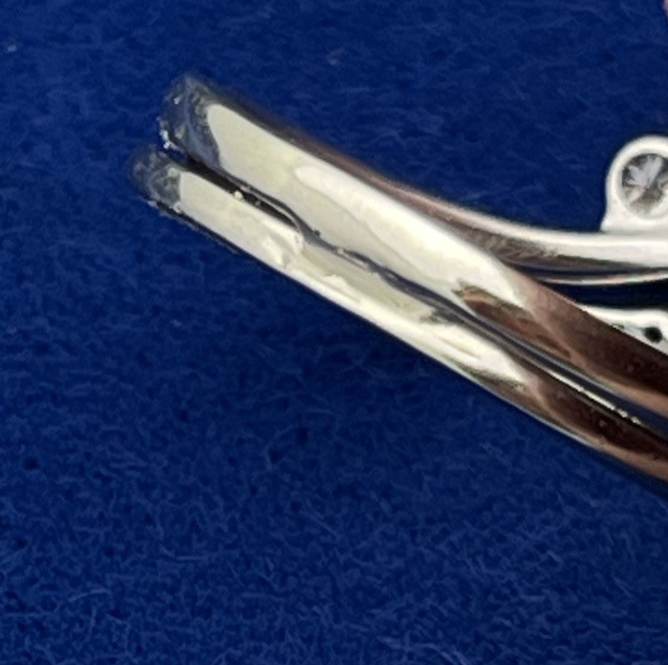 3.86g 10k White Gold Diamond Double Band Stacking Ring Size 8.5