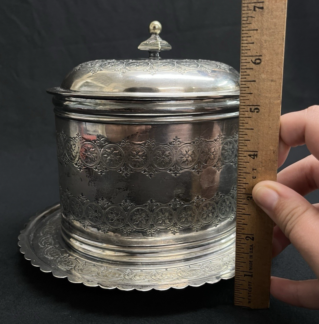 Antique Fenton Brothers Sheffield Silverplate English Biscuit Barrel 7 1/8"