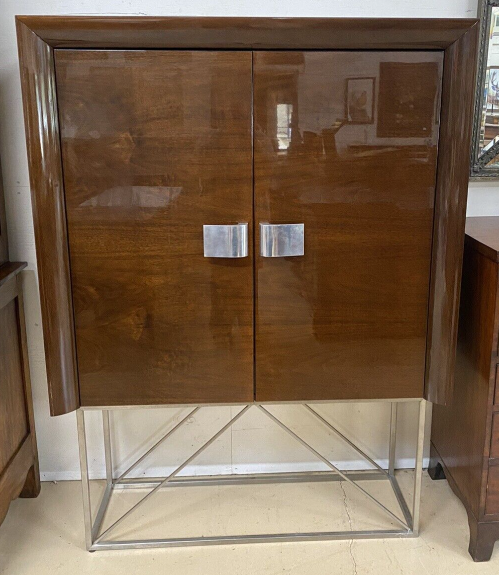5th AVENUE BY MALERBA ITALIAN LACQUERED MAHOGANY LIQUOR DISPLAY CABINET BAR