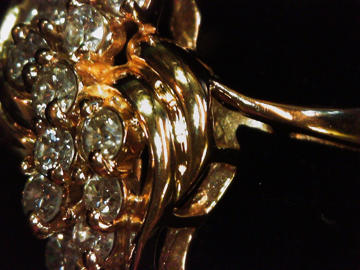 14K Yellow Gold Diamond Cluster Ring, Size 6.25, 3/4 ct TW, 6.2g