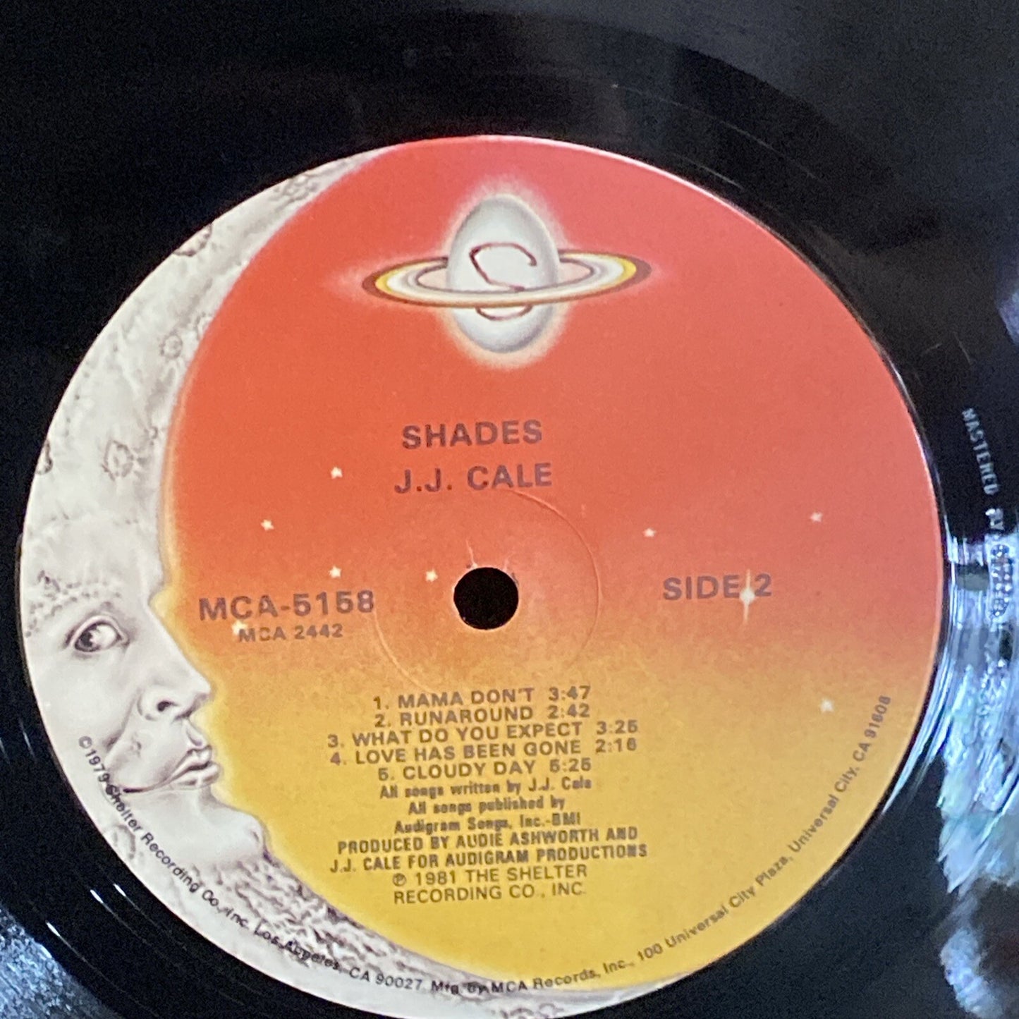 STAMPED PROMO FIRST PRESS 1979/1981 release J.J. CALE Shades SHELTER MCA-5158