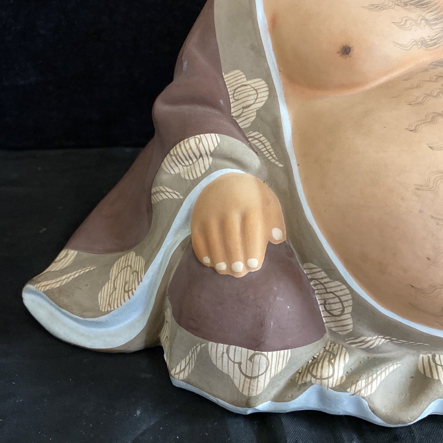 VTG Hakata Mimasu Doll Japan Large 12" Hand Painted Clay Buddha
