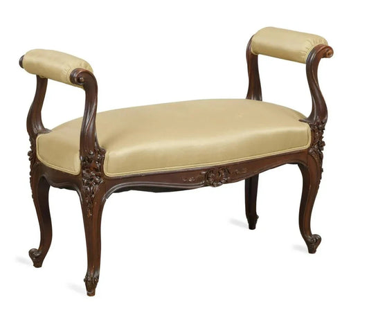 Antique French  Louis XVI Carved Wood Window Bench