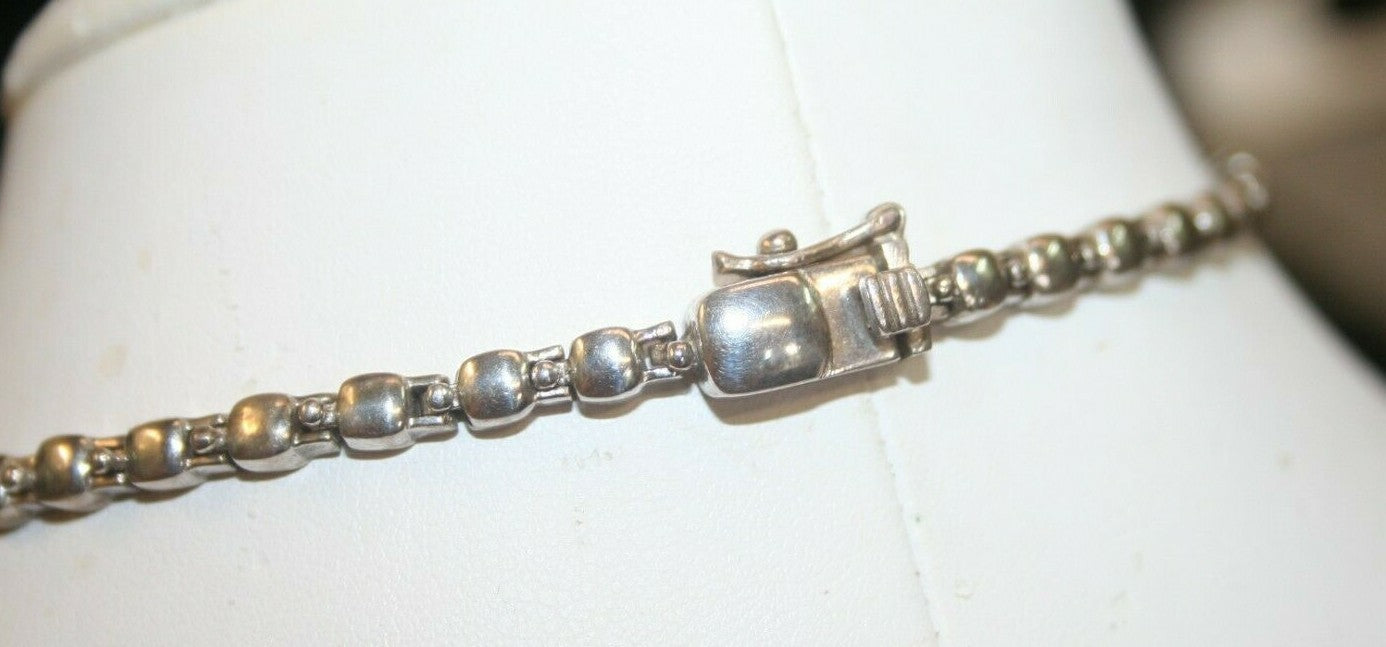 Natural Amethyst purple graduated cut Sterling Silver 18" Necklace Thailand 44g