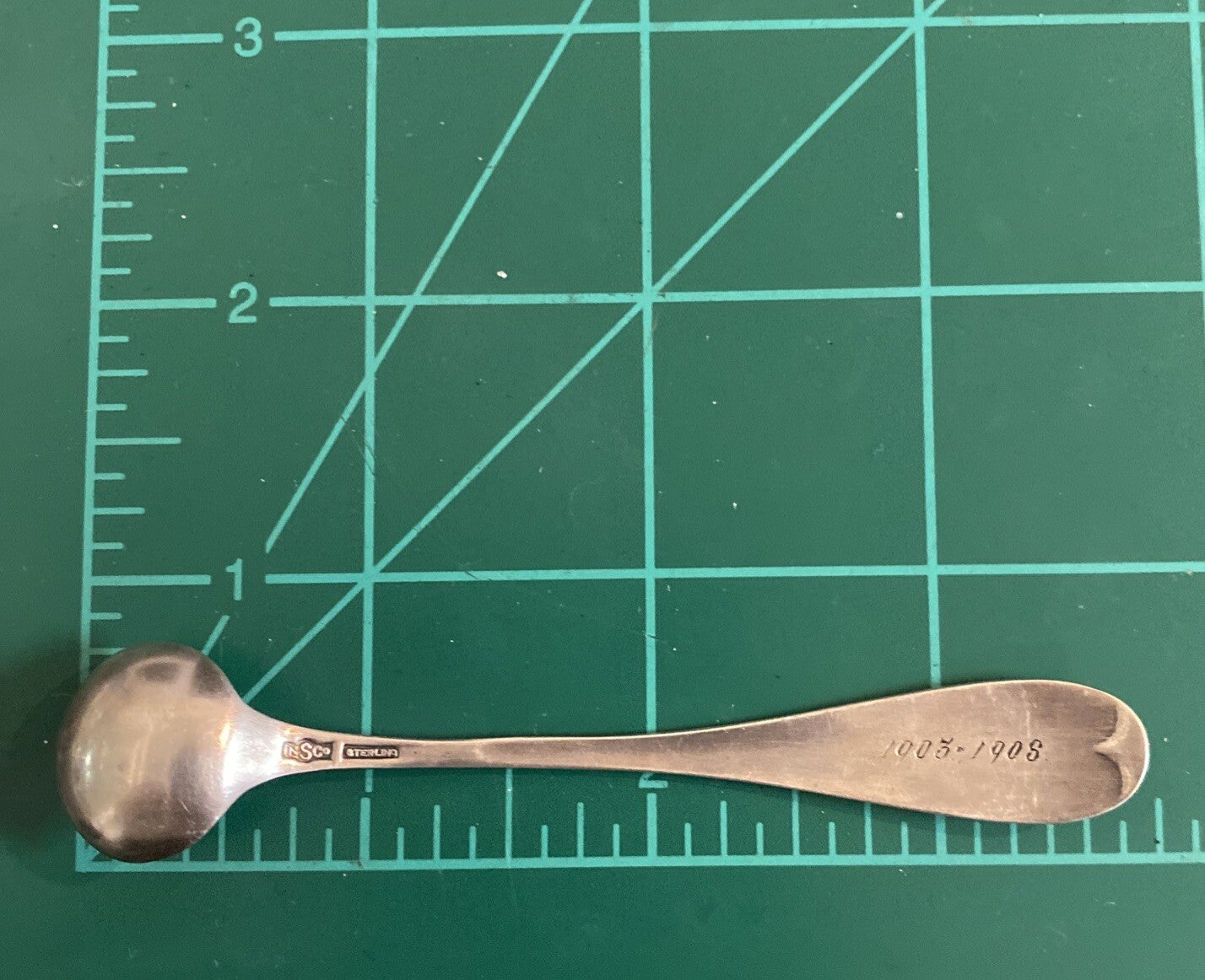 1903-1908 Rare pair National Sterling Co Sterling Salt Spoons Set of 2 Engraved