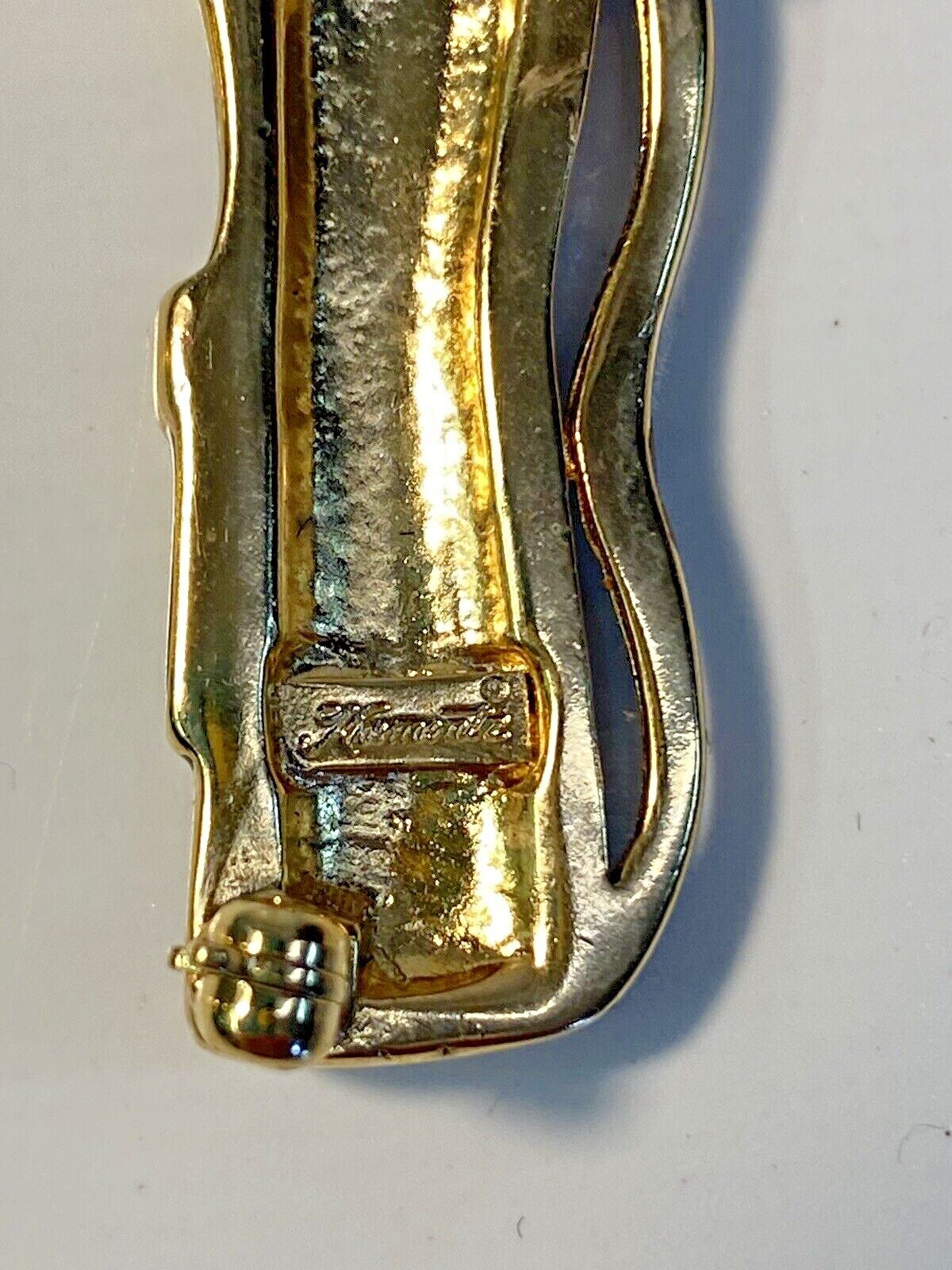Vtg 1970s Krementz Brooch Pin Golfing Golf Bag Clubs Blue Green Enamel Gold Tone