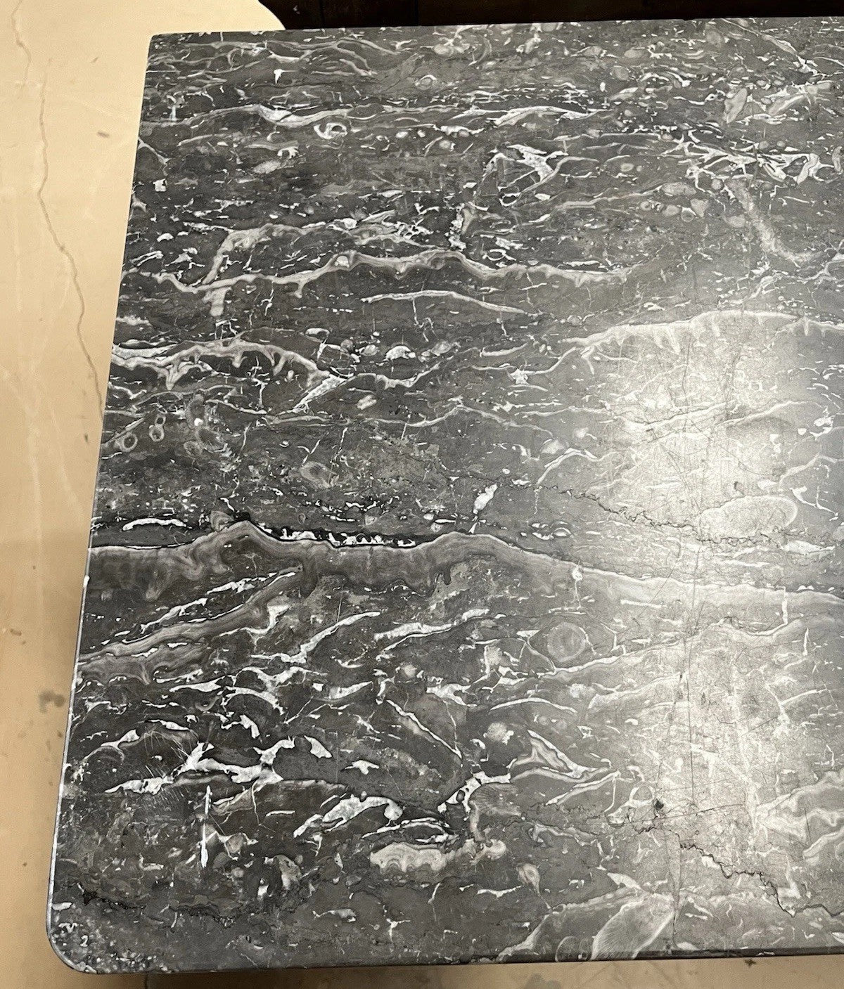 ANTIQUE FRENCH LOUIS PHILIPPE MARBLE-TOP BURLED MAHOGANY CHEST COMMODE