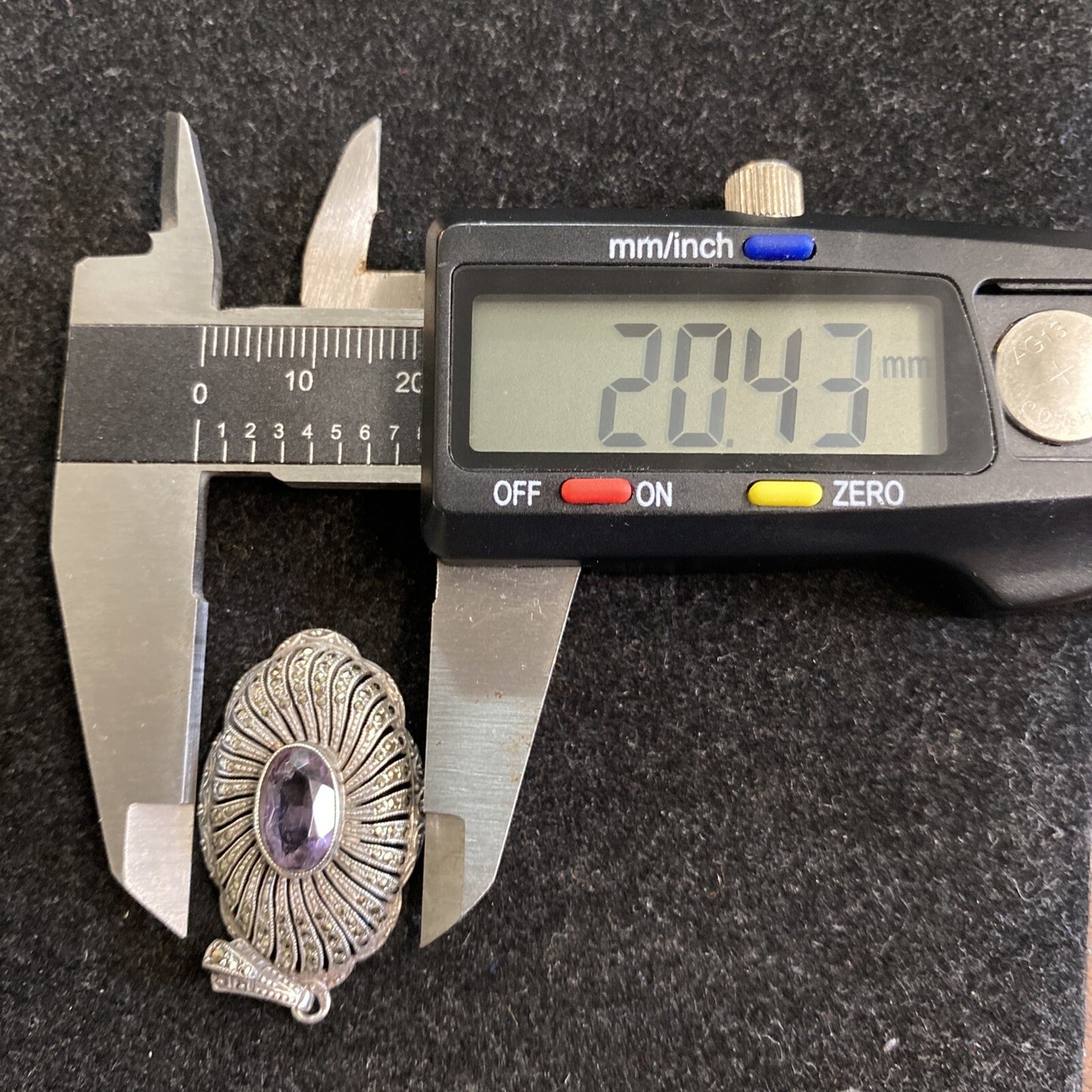 Victorian Sterling Silver & Amethyst Pendant 19th. Century 5.1g JM3