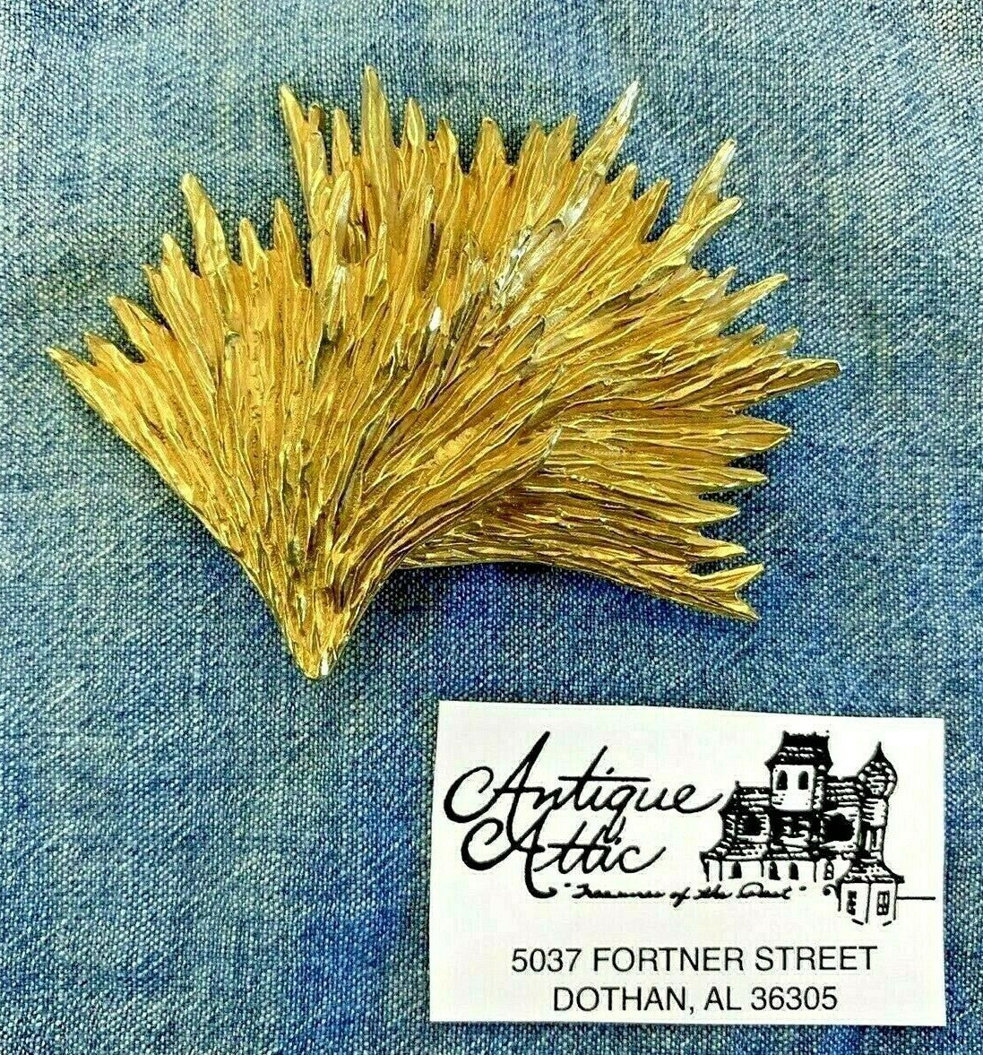 Signed Ledo Gold Large Abstract Avant Garde MCM 1950's Vintage Brooch  Pin