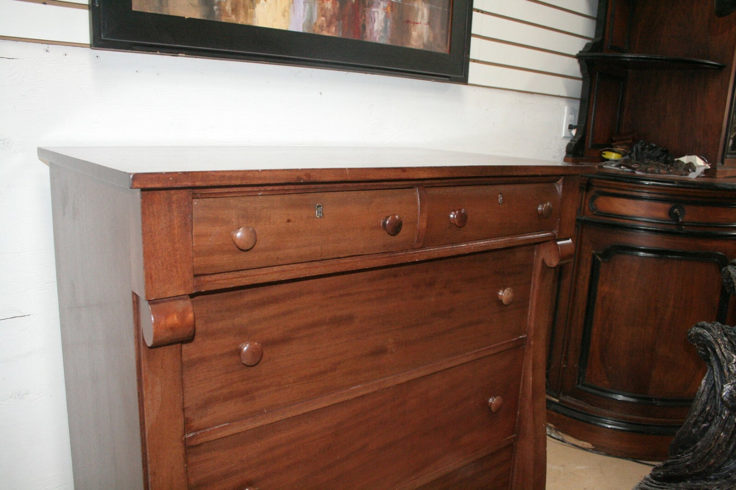 Antique American Mahogany 5 Drawer Chest late 1800's H 41" x W 38" x D22"