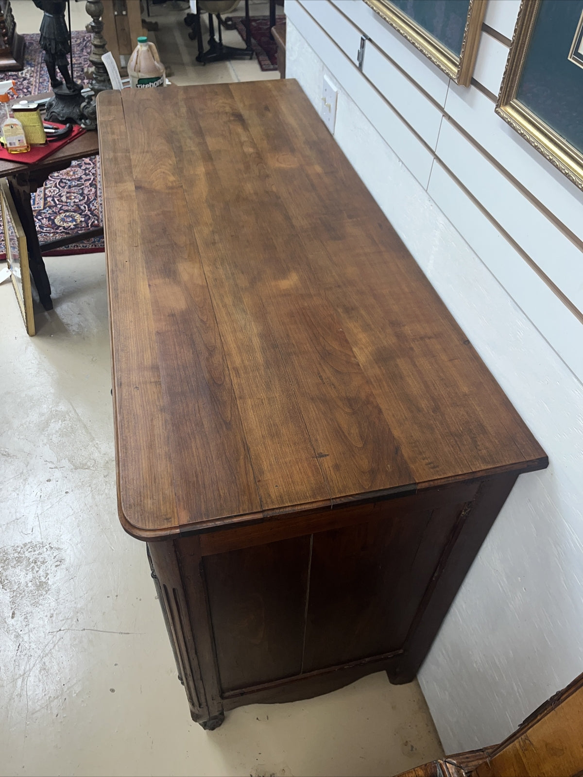 Antique French Provincial Louis XV Carved Cherry Sideboard Chest Cabinet Server