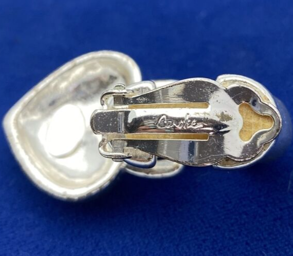 Carolee Silver Toned Heart Shaped Dangle Clip Earrings can be worn 2 ways