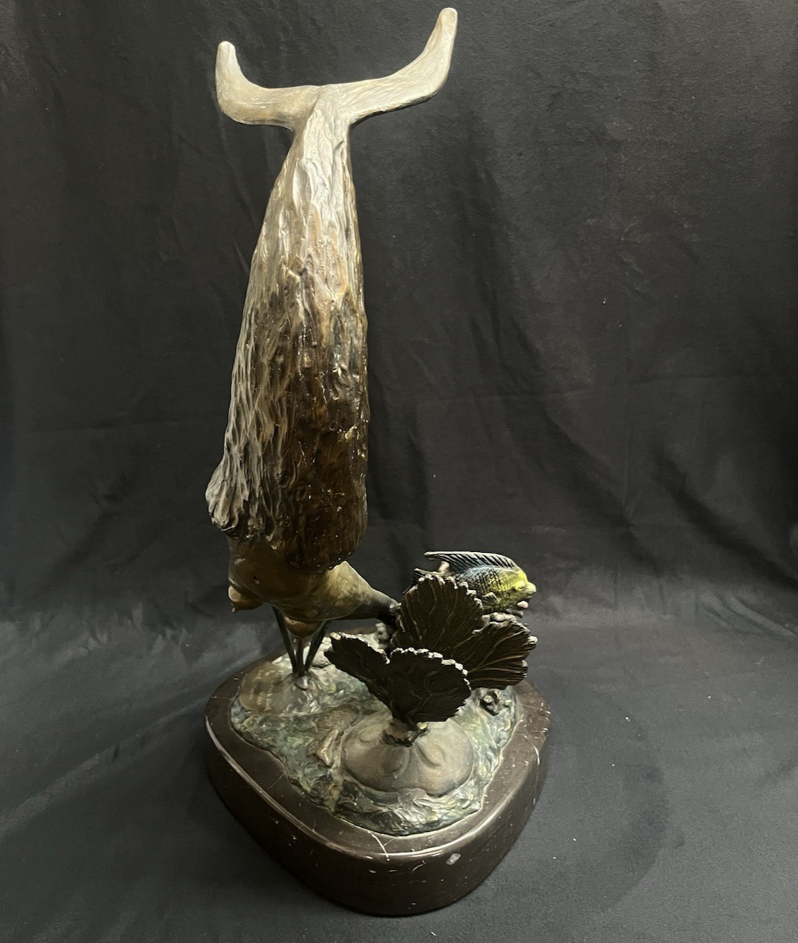 PB7 "The Conch Shell" by Carl Wagner Bronze Statue w/ Marble Base 23.25"