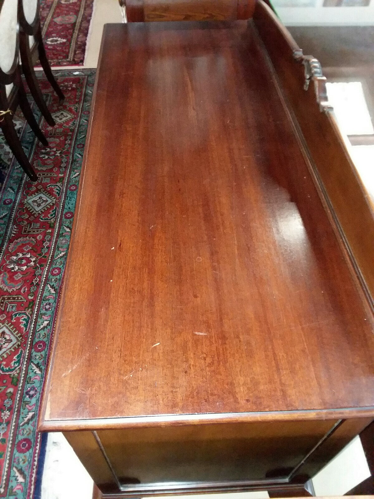 Antique English Queen Anne  Mahogany Sideboard 3 Drawers 2 Doors W 53.5" D 21"