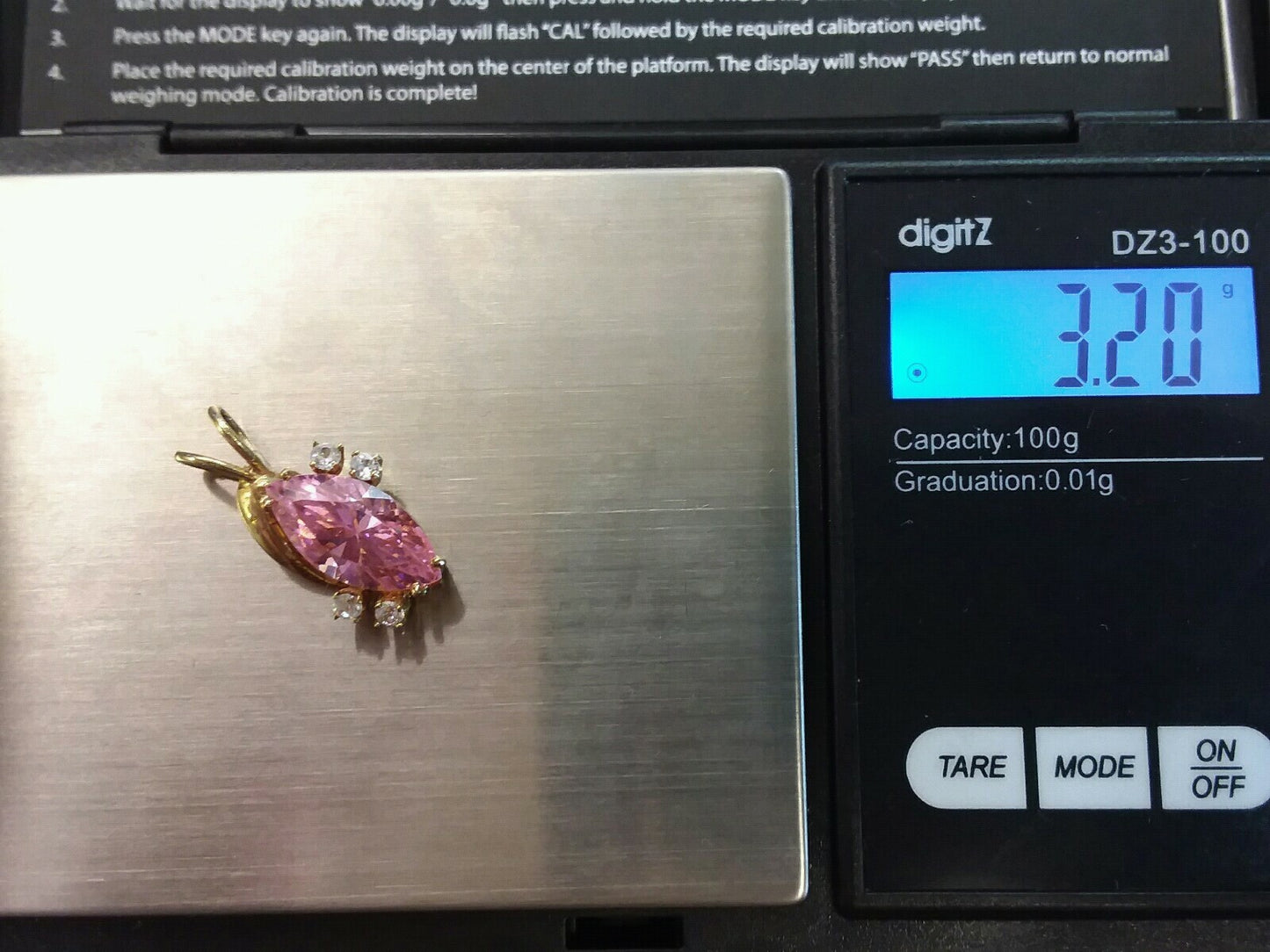 10k Pink Ice CZ Pendant .75" 3.20 grams