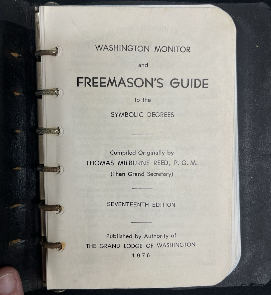 1976 Washington Monitor and Freemason’s Guide to the Symbolic Degrees 17th Ed.