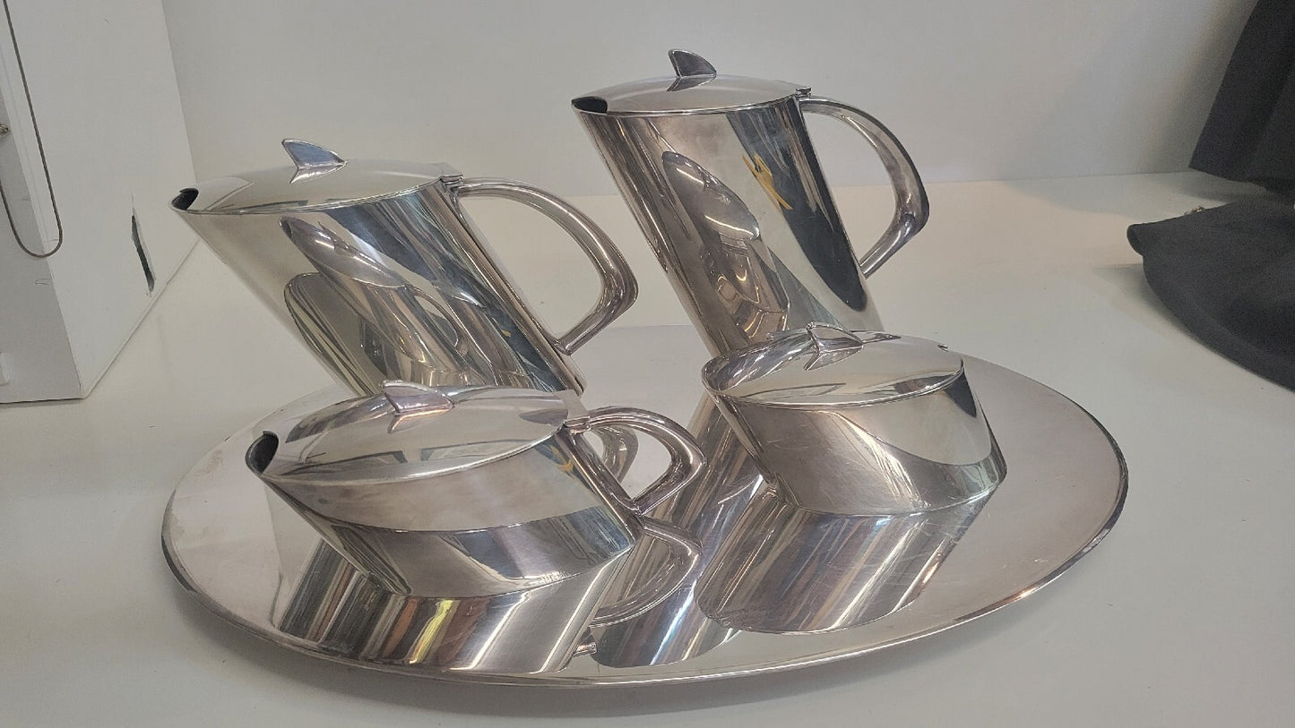 5 Pc German Christoph Widmann MCM Silver Coffee  Service Handmade Germany