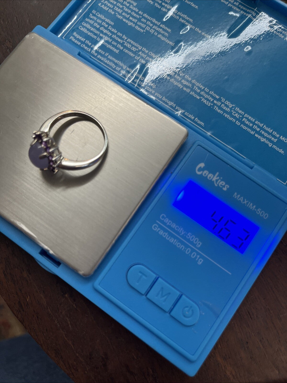 Sterling Silver Lavender Jade Ring with Halo of 14 Amethyst