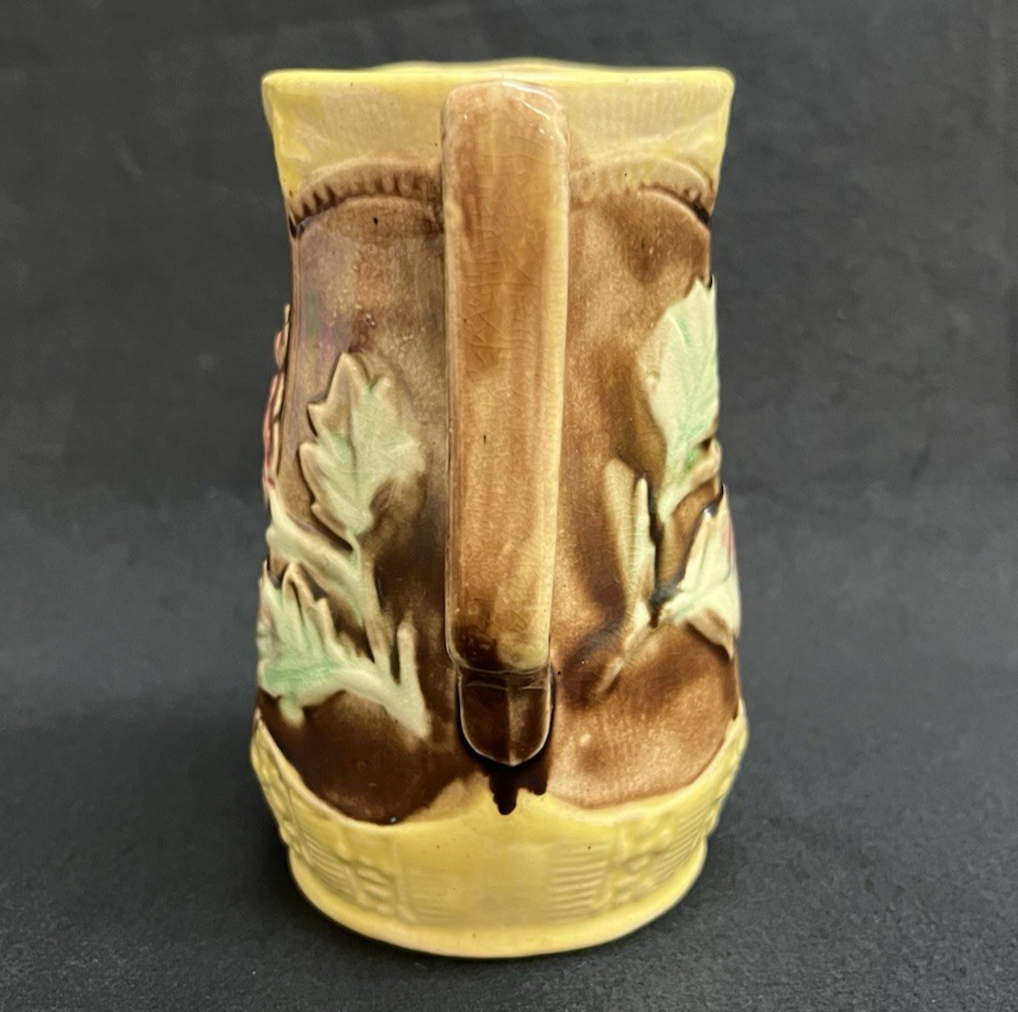 Vintage Majolica Embossed Dogwood Flower Creamer/Jug/Pitcher 5"