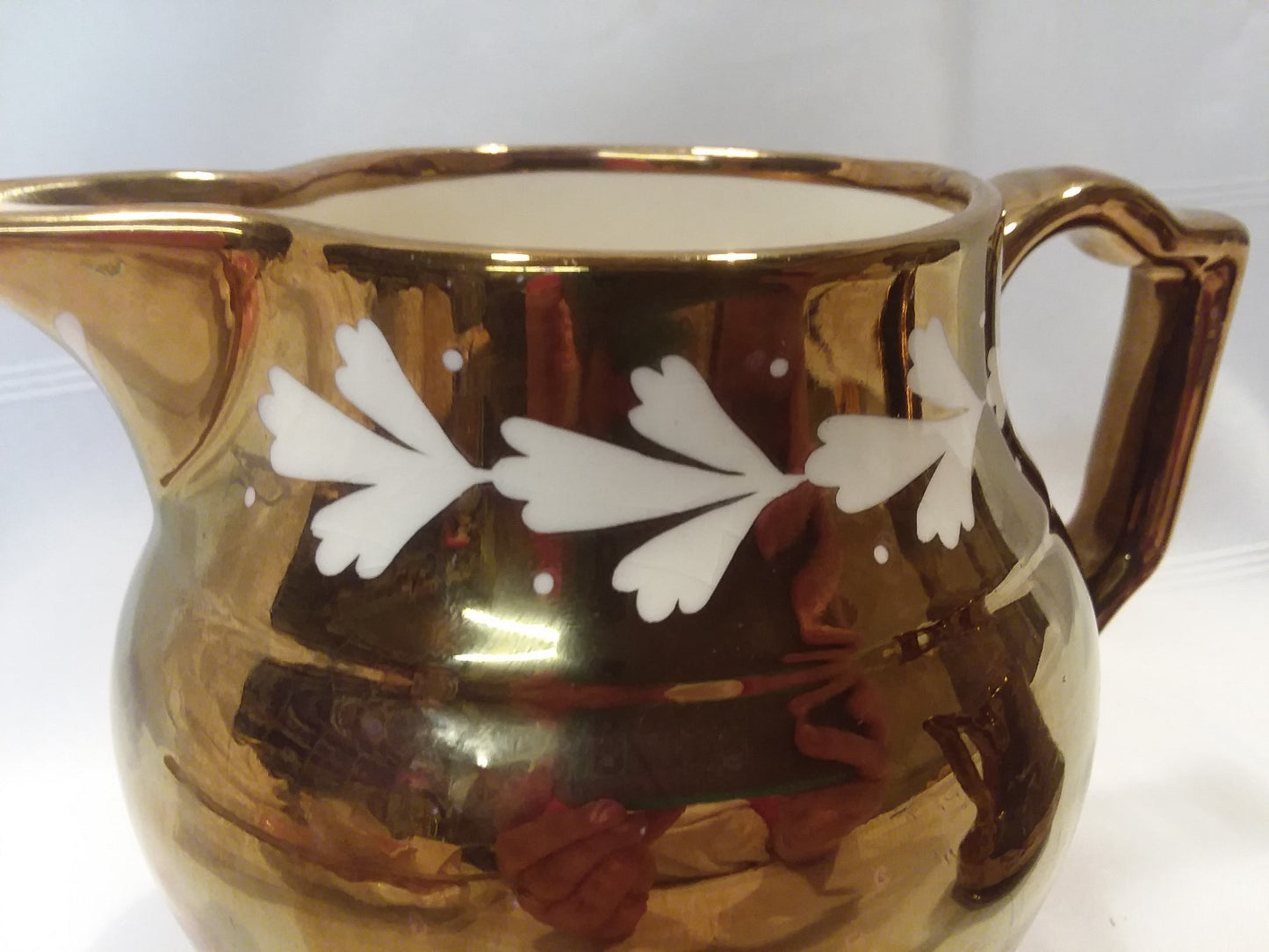 2PC GRAYS POTTERY Pitcher & Wade COPPER LUSTRE CREAMER