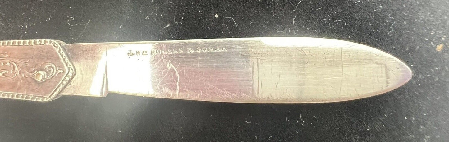 Antique Wm William Rogers Sterling Folding Fruit Knife 1890's Orig Box Seaman NY