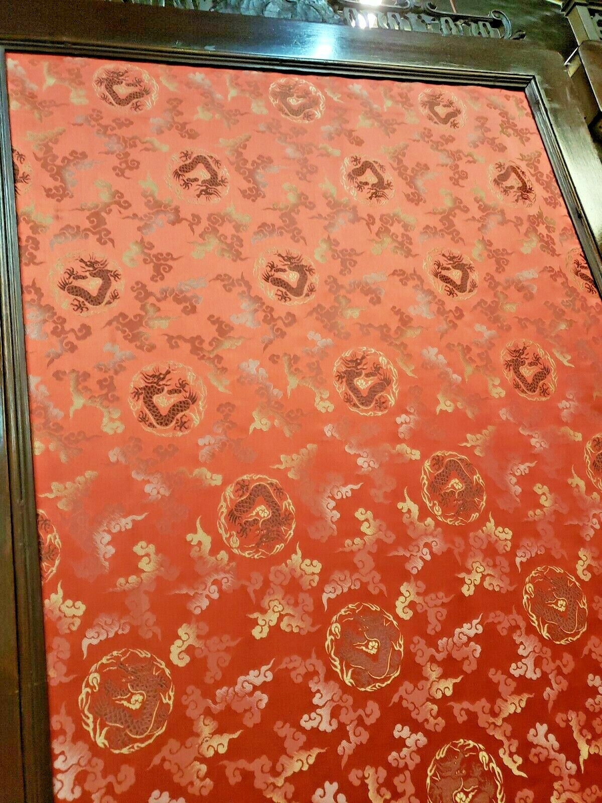 3 Panel Antique Chinese  Floor Screen H 88" x W 72"  Fine Carved Dragons Pagoda