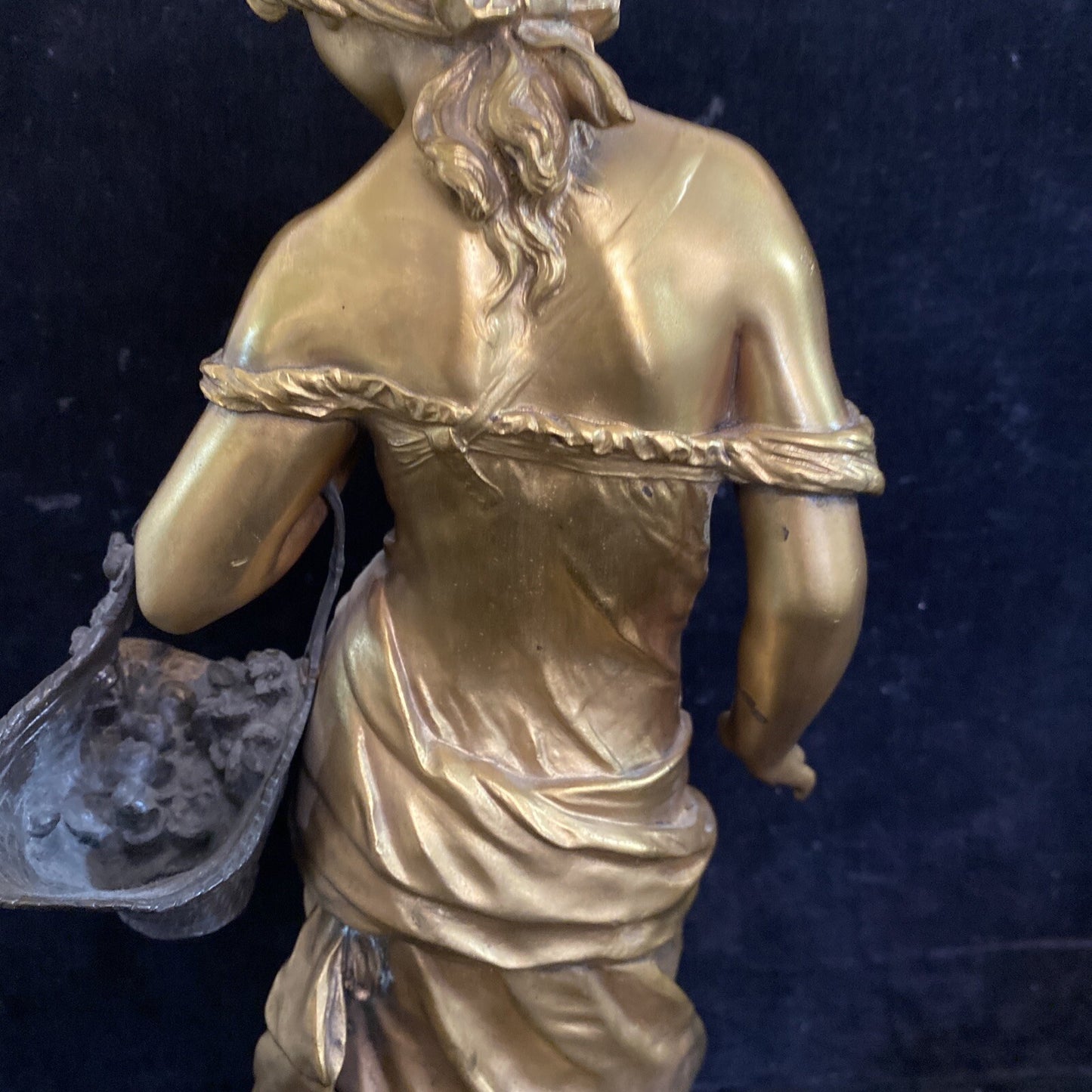 Rose De Mai Gilt Bronze Statue Rose of May Merchant Woman 20 1/4" MH