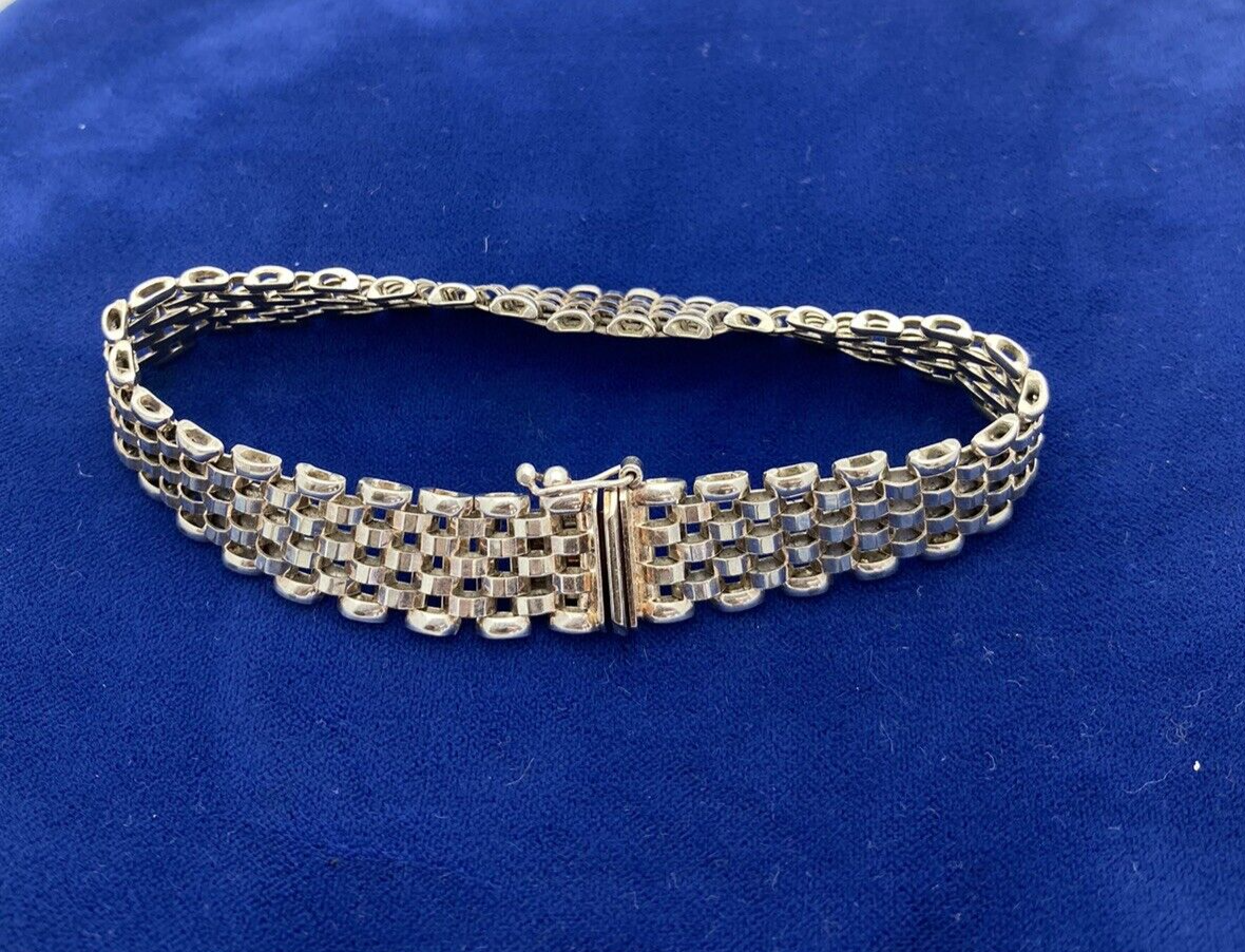 Vintage fine Italian sterling silver elegant link bracelet, Milor Italy, unique