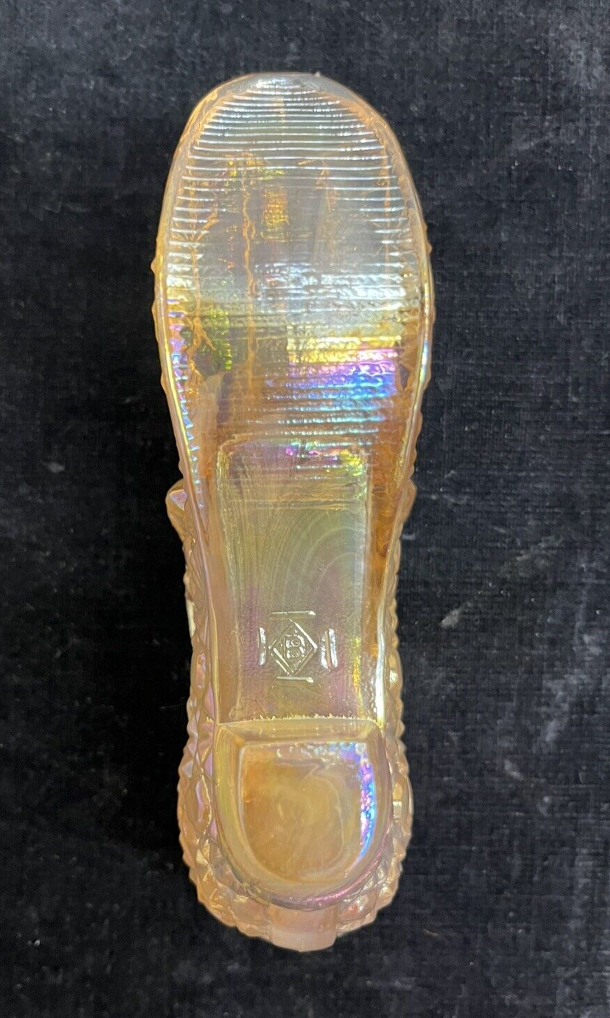 Boyd Iridescent Pink Glass Daisy Pattern Slipper with Bow 6" in Length