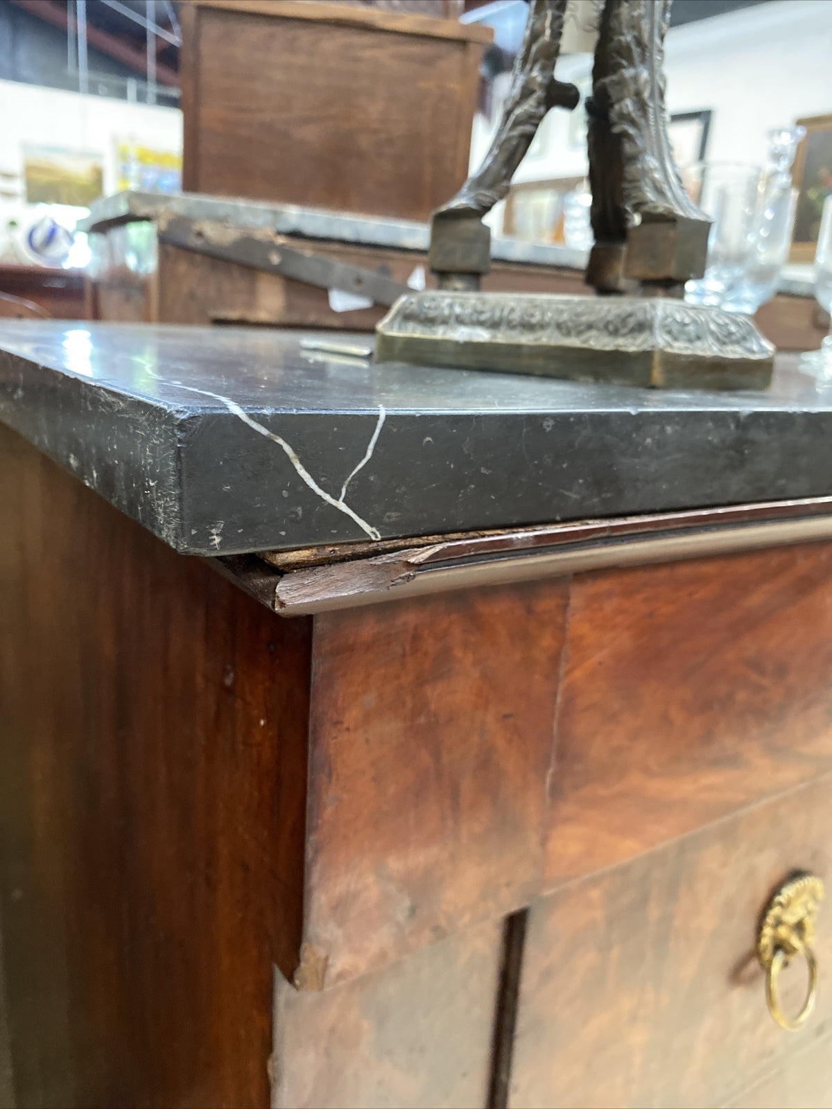 French Empire Ormolu Mounted Marble Top Commode Chest of Drawers Dresser 19th