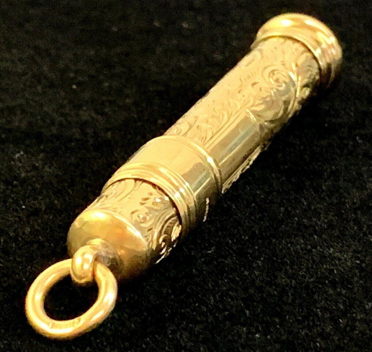 Antique 9 Kt Gold Pencil Holder w Pencil 1910's Edwardian w Bale for Necklace