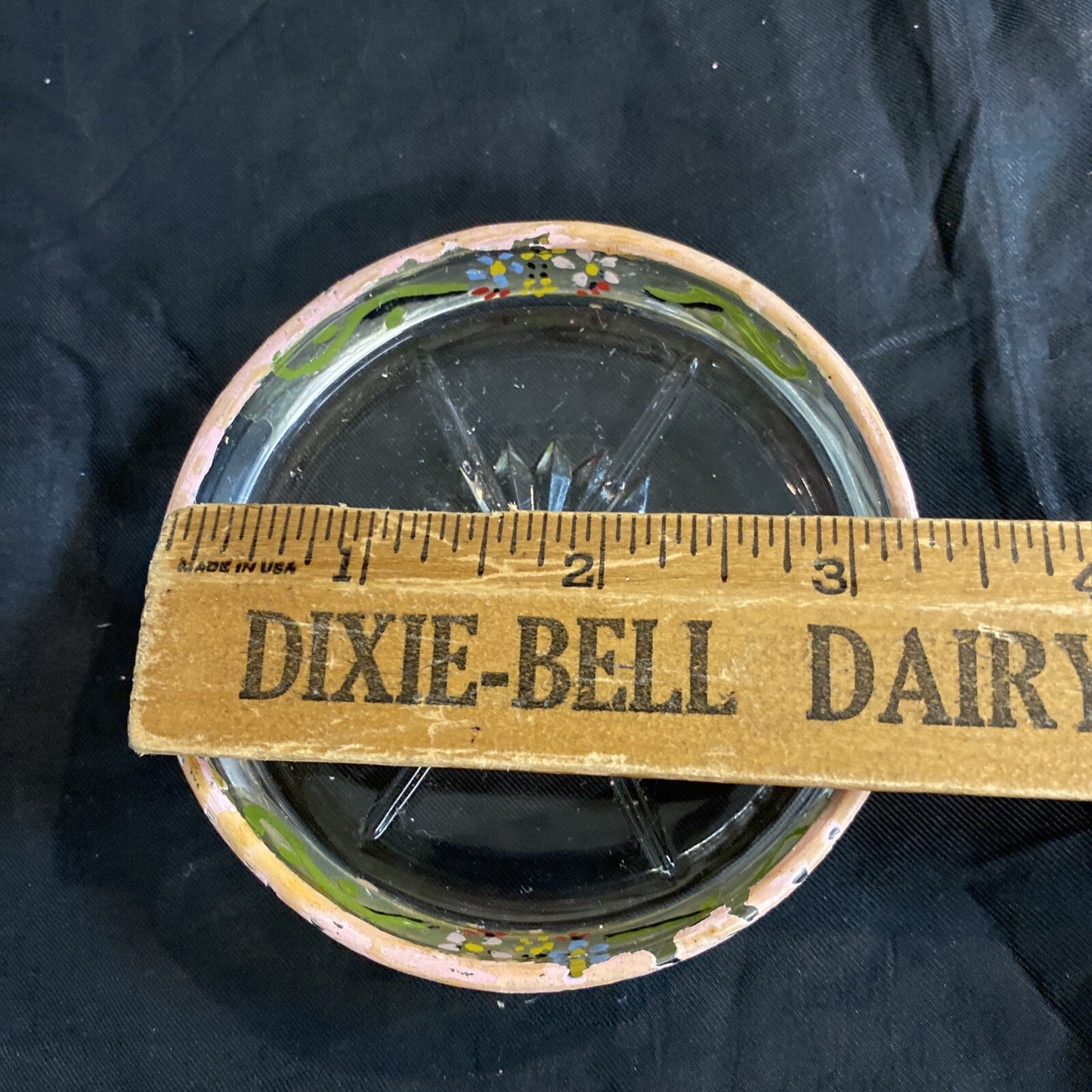 9x Floral Glass Enameled Wine Coasters