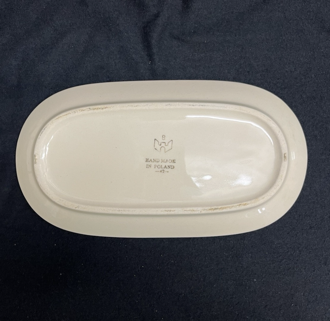 Boleslawiec Polish Pottery Sugar Bowl and Creamer Set w/ Tray, Wild Cherry